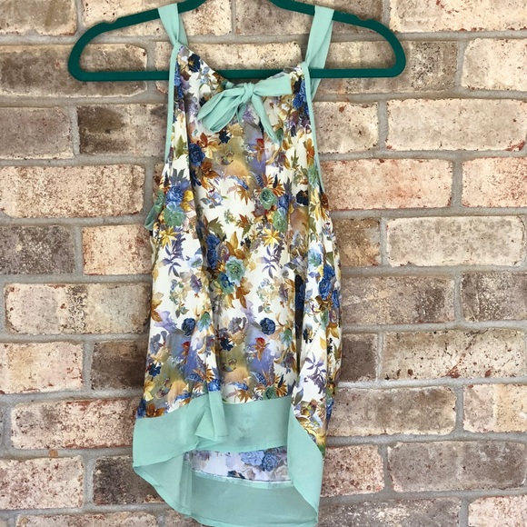 Mint Floral Halter-Like Top - Picture 2 of 3